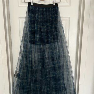 unique Free People mesh plaid maxi skirt with shorts XS